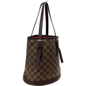 Louis Vuitton Mare Handbag Bucket Damier Ebene Brown Leather